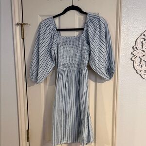 Billabong Light Blue Striped Long Sleeve Dress